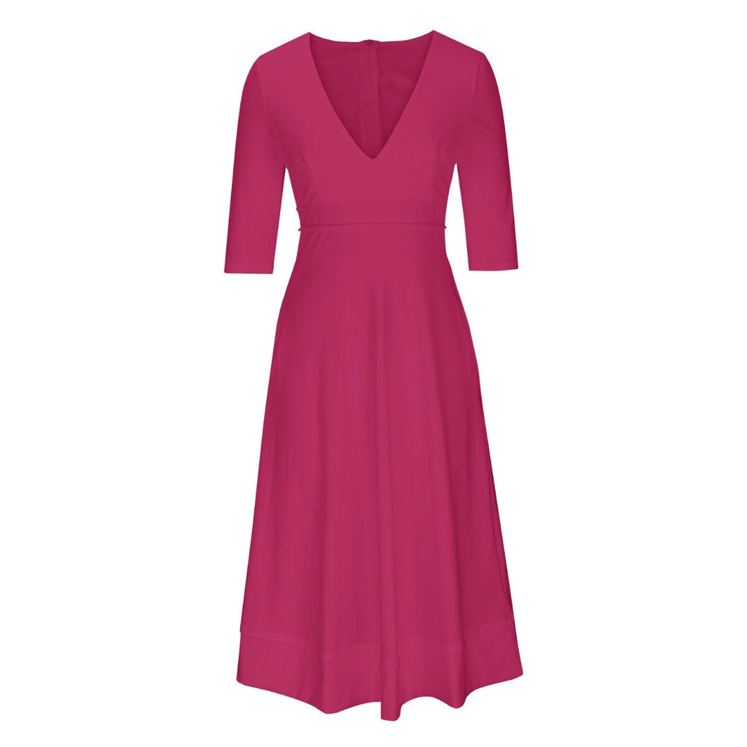 Abendkleid für Damen - Elegantes Midikleid mit V-Ausschnitt