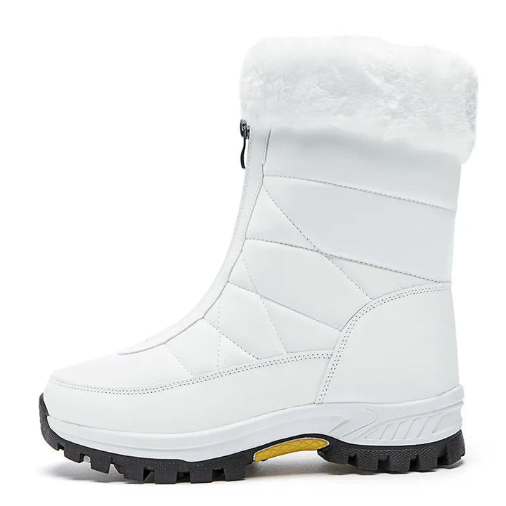 Fleece Winterstiefel für Damen - Bequeme Schneestiefel mit Front-Reißverschluss für den Winter