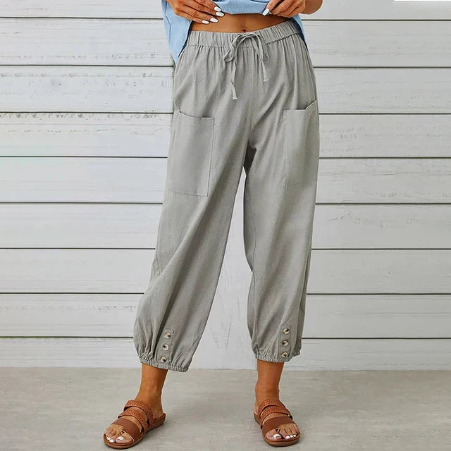 Sommerhose für Damen - Bequeme Palazzo Hose mit Gummibund