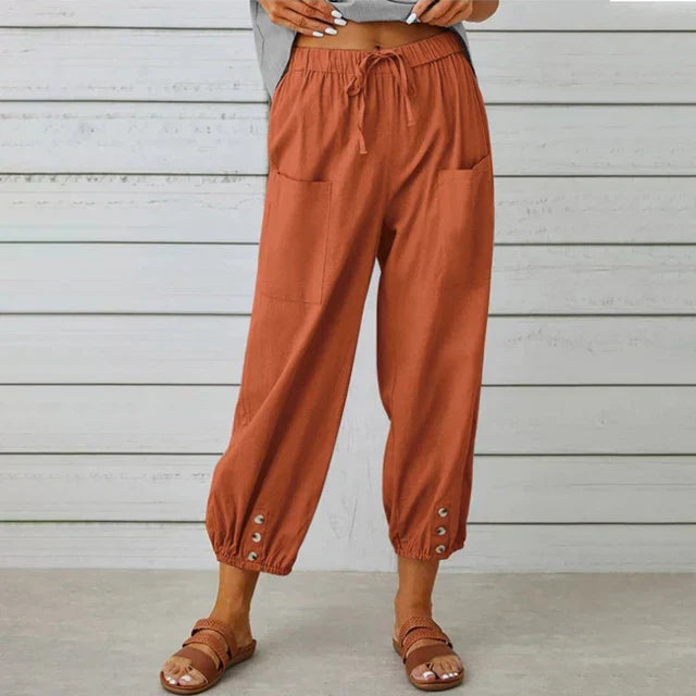 Sommerhose für Damen - Bequeme Palazzo Hose mit Gummibund