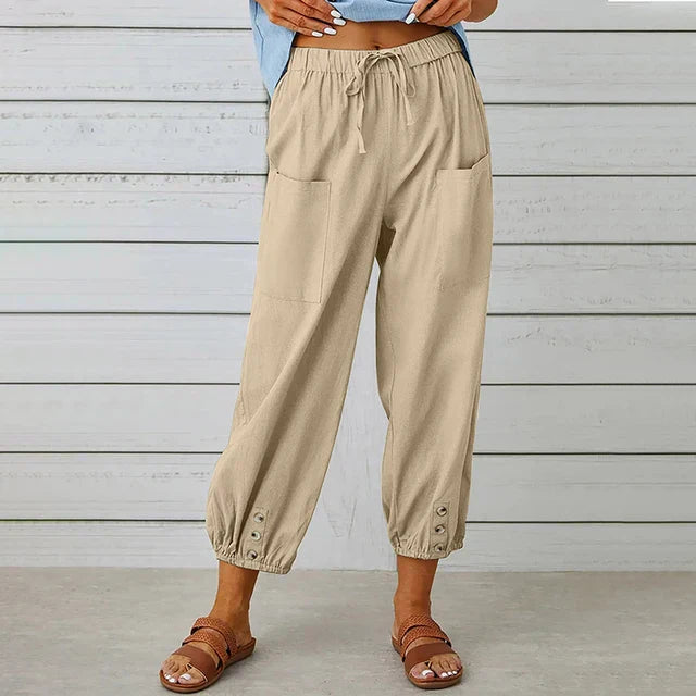 Sommerhose für Damen - Bequeme Palazzo Hose mit Gummibund