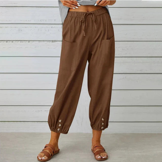Sommerhose für Damen - Bequeme Palazzo Hose mit Gummibund