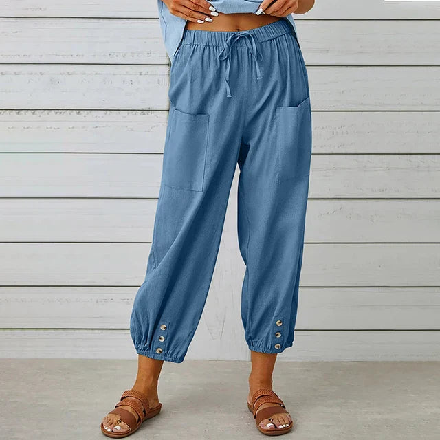 Sommerhose für Damen - Bequeme Palazzo Hose mit Gummibund