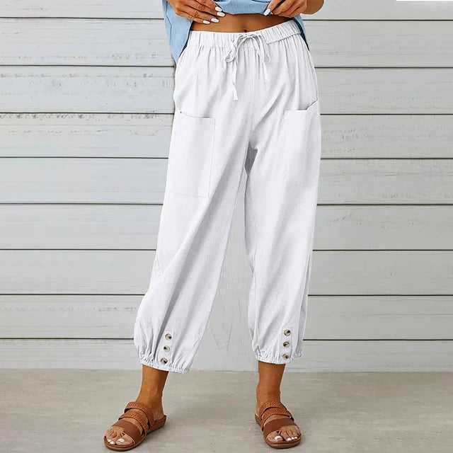 Sommerhose für Damen - Bequeme Palazzo Hose mit Gummibund