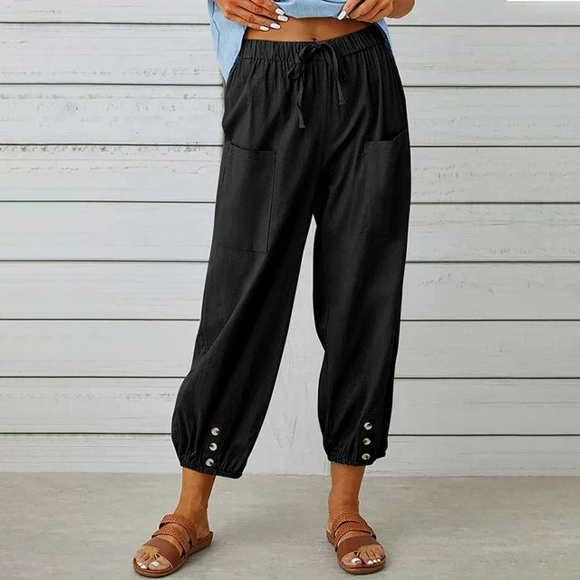 Sommerhose für Damen - Bequeme Palazzo Hose mit Gummibund