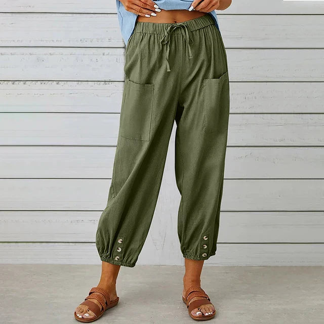 Sommerhose für Damen - Bequeme Palazzo Hose mit Gummibund