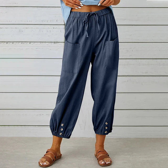 Sommerhose für Damen - Bequeme Palazzo Hose mit Gummibund