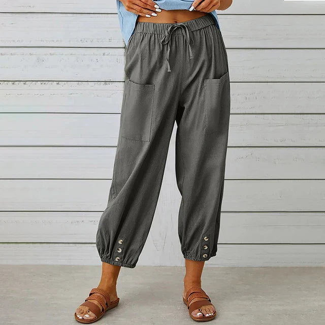 Sommerhose für Damen - Bequeme Palazzo Hose mit Gummibund