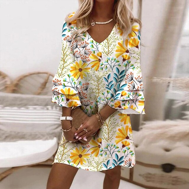 Sommerkleid für Damen - Luftiges Midikleid mit Muster