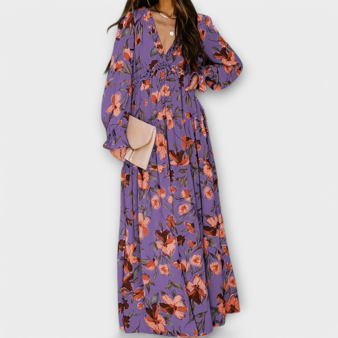 Sommerkleid für Damen - Elegantes Maxikleid mit Blumenmuster