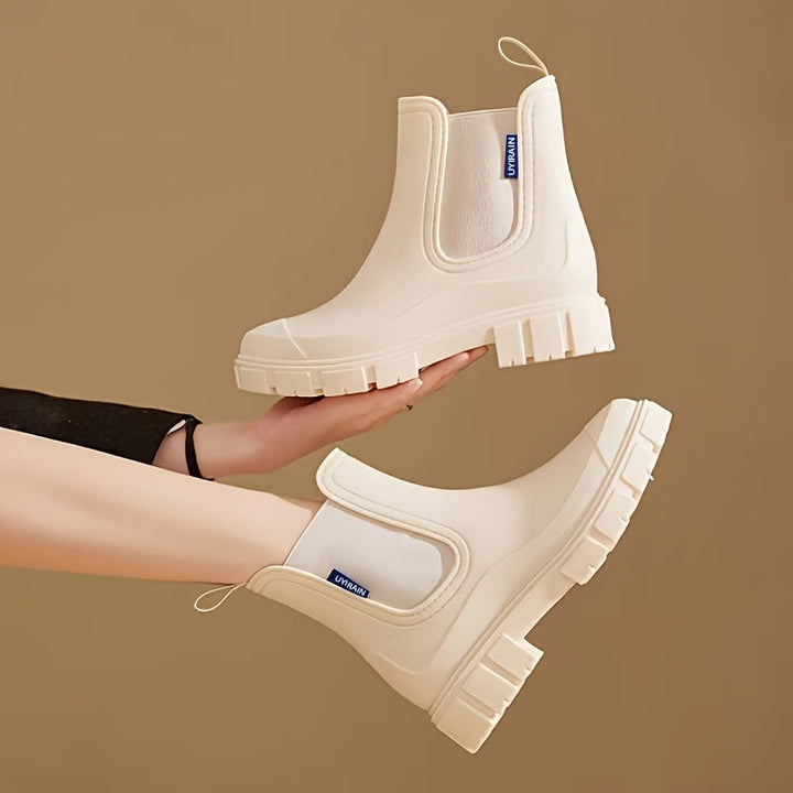 Regenstiefel für den Herbst - Halbhohe wasserdichte Gummistiefel mit rutschfester Sohle für Damen