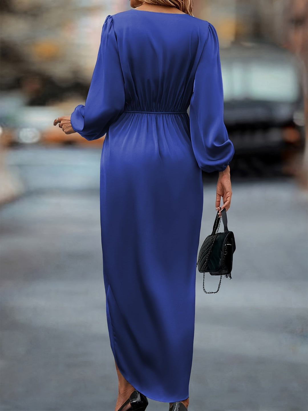 Olivia Maxikleid | Formal Baumwoll-Wickelkleid mit geraffter Taille