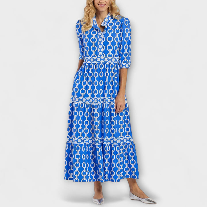 Sommerkleid - Stilvolles Midi-Kleid mit Kettenmuster