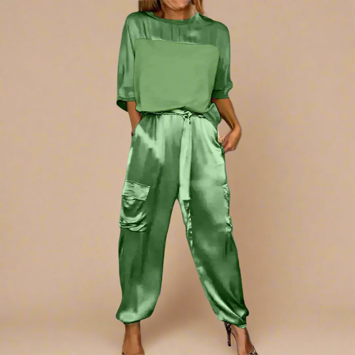Clara Zweiteiler - Luftige Satin-Optik Twin Set für Sommer