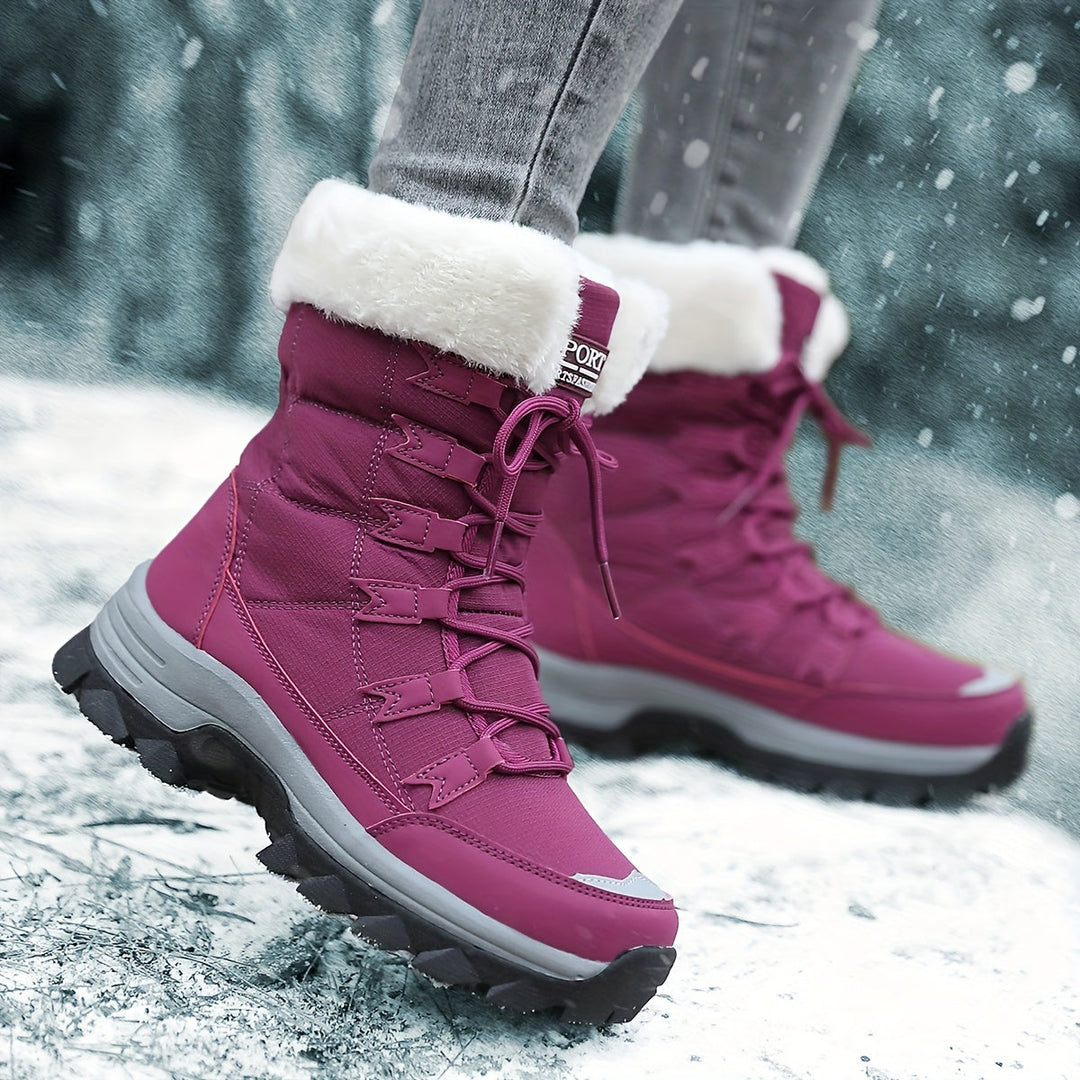 Gefütterte Schneestiefel für Damen - Wasserabweisende & Rutschfeste Winterboots mit Schnürung für den Winter