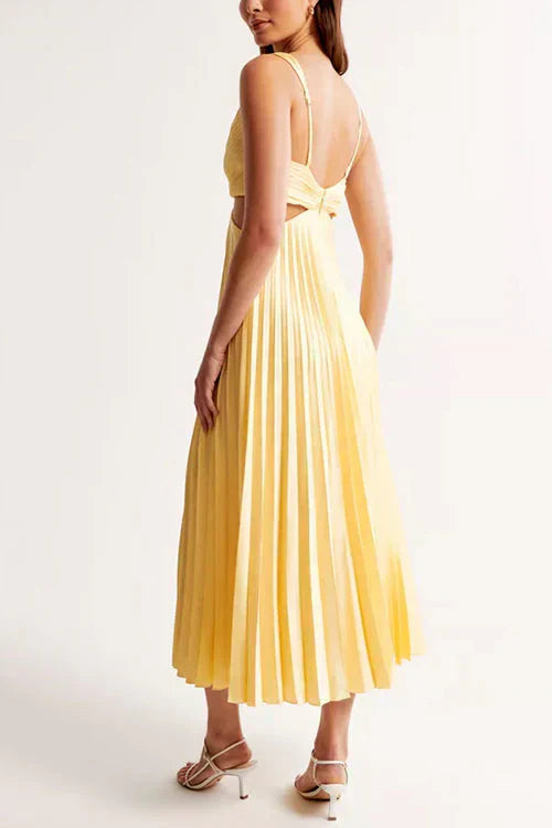 Loscano Festkleid | Plissiertes Hochzeitsgast Kleid mit Cut-Outs