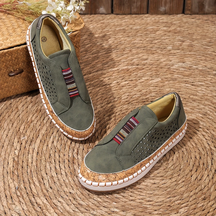 Halbschuhe für Damen - Bequeme Sommerschuhe mit Korkabsatz
