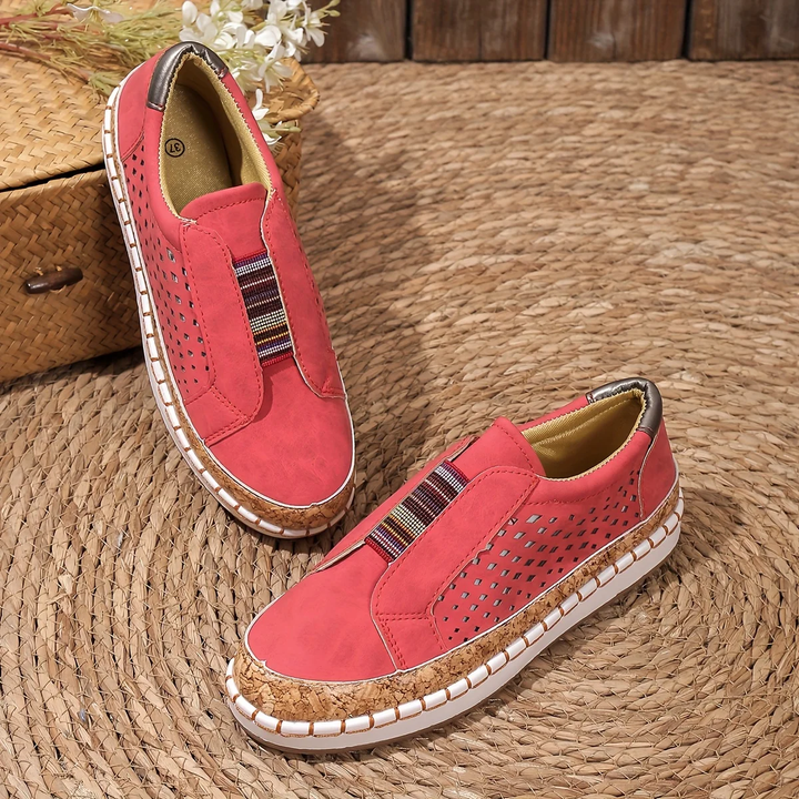 Halbschuhe für Damen - Bequeme Sommerschuhe mit Korkabsatz