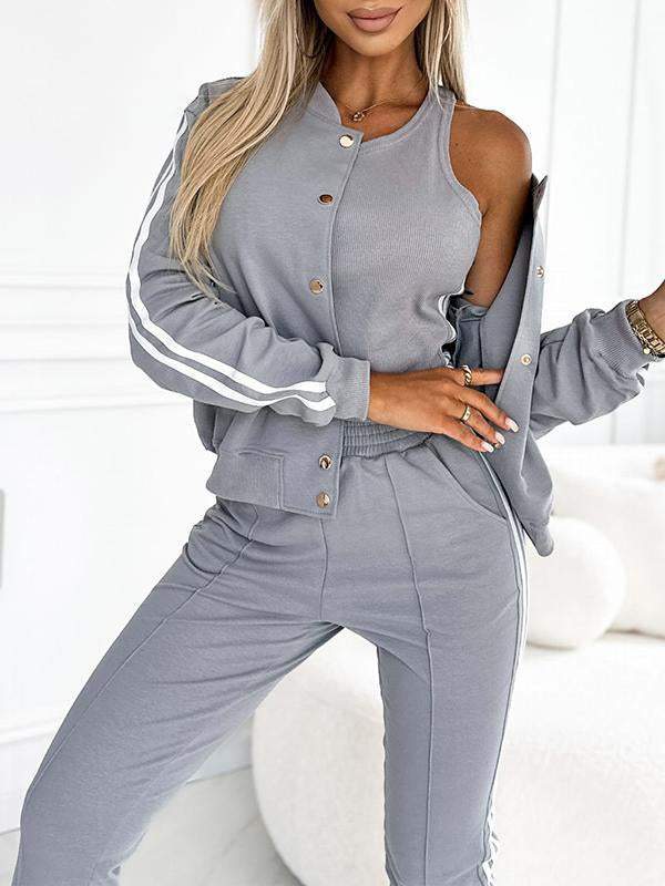 Gabriella Trainingsanzug | 3-teiliges Sportoutfit mit Seitenstreifen
