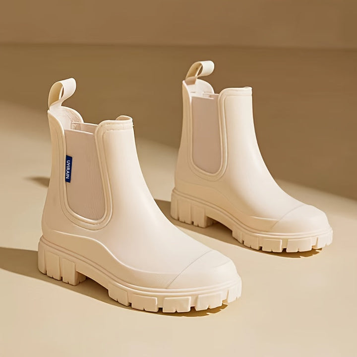 Regenstiefel für den Herbst - Halbhohe wasserdichte Gummistiefel mit rutschfester Sohle für Damen