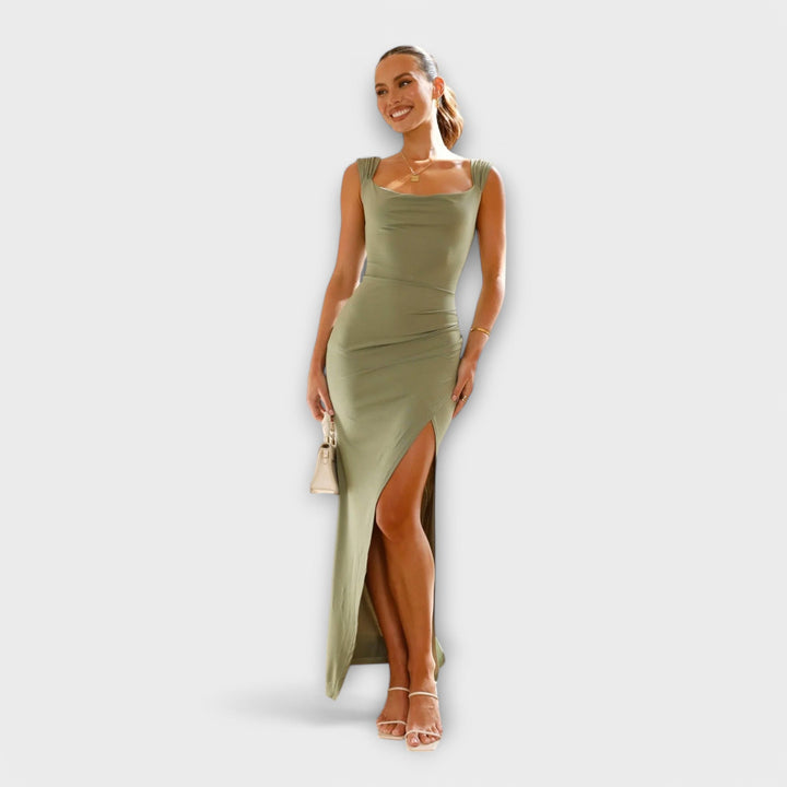 Abendkleid für Damen - Figurbetontes Trägerkleid mit Schlitz