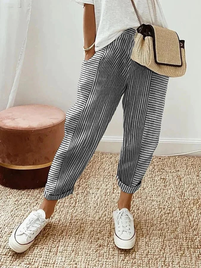 Olivia Streifenhose | Stylische luftige Sommerhose für Frauen