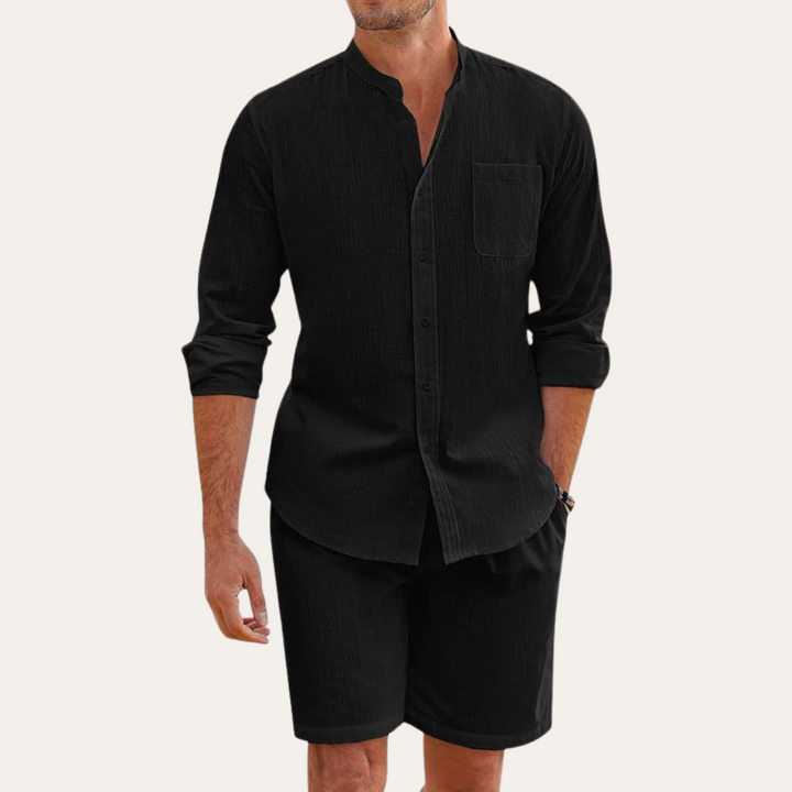 Gents SommerSet | Zweiteiliger-set Leinen/Baumwolle Hemd und Shorts Für Herren