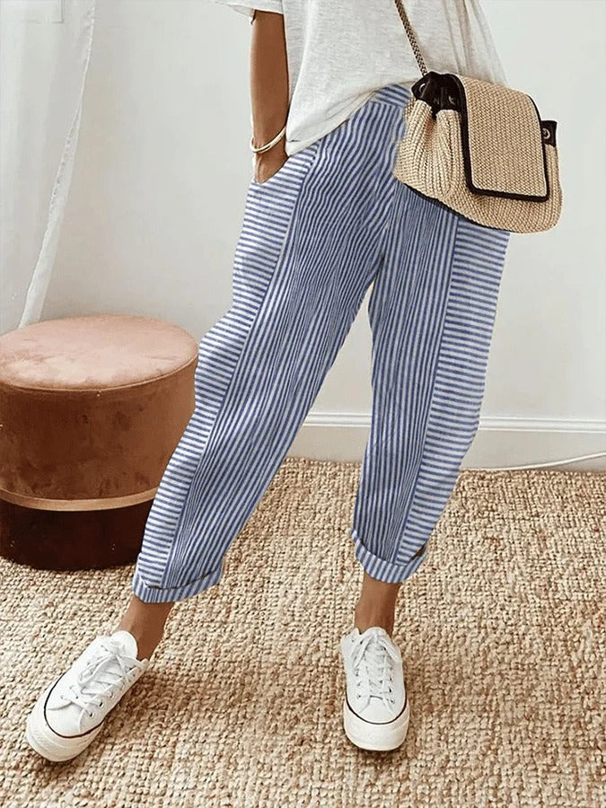 Olivia Streifenhose | Stylische luftige Sommerhose für Frauen