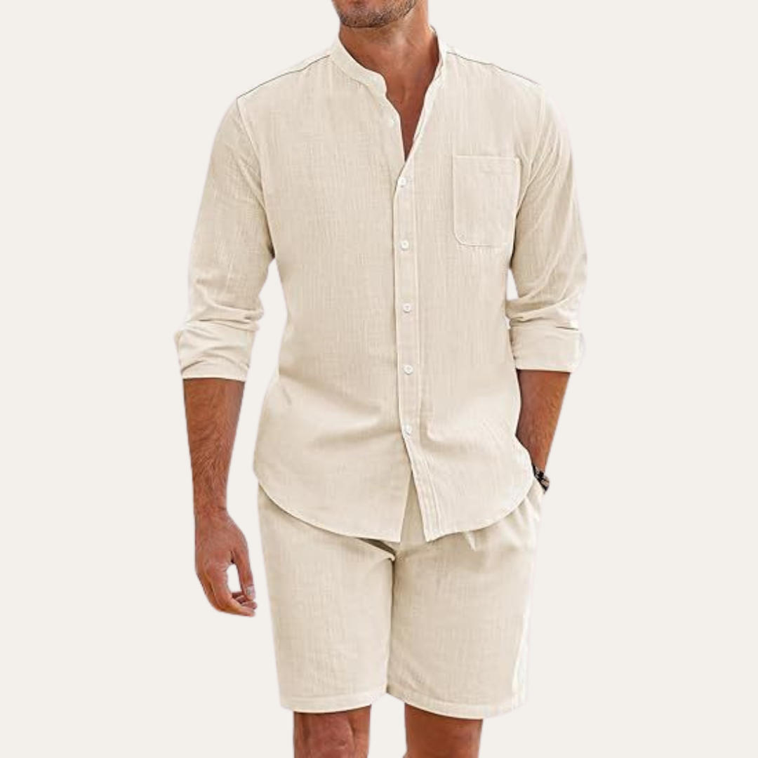 Gents SommerSet | Zweiteiliger-set Leinen/Baumwolle Hemd und Shorts Für Herren