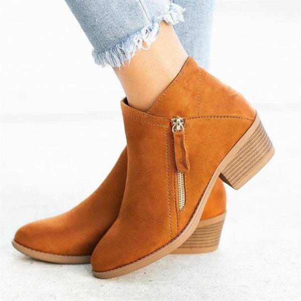 Clargo Stiefeletten - Damenstiefelette mit Reißverschluss und hochwertigem Fußbett