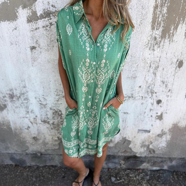 Hemdblusenkleid für Damen - Bedrucktes Maxikleid für Sommer