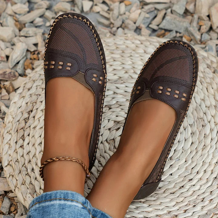 Halbschuhe für Damen - Atmungsaktive Mokassins mit fußbett für Sommer