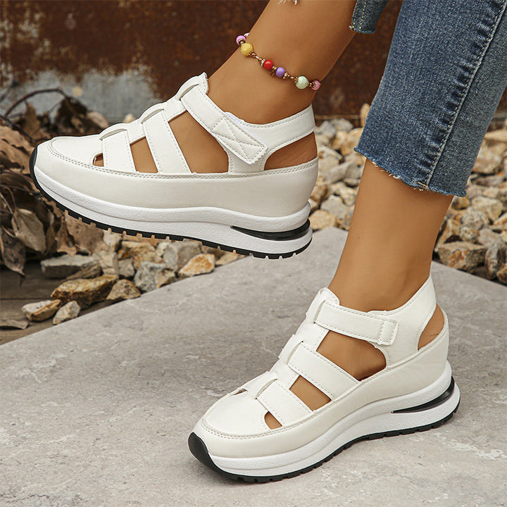 Sandaletten für Damen - Bequeme Platform Sandalen mit Klettverschluss