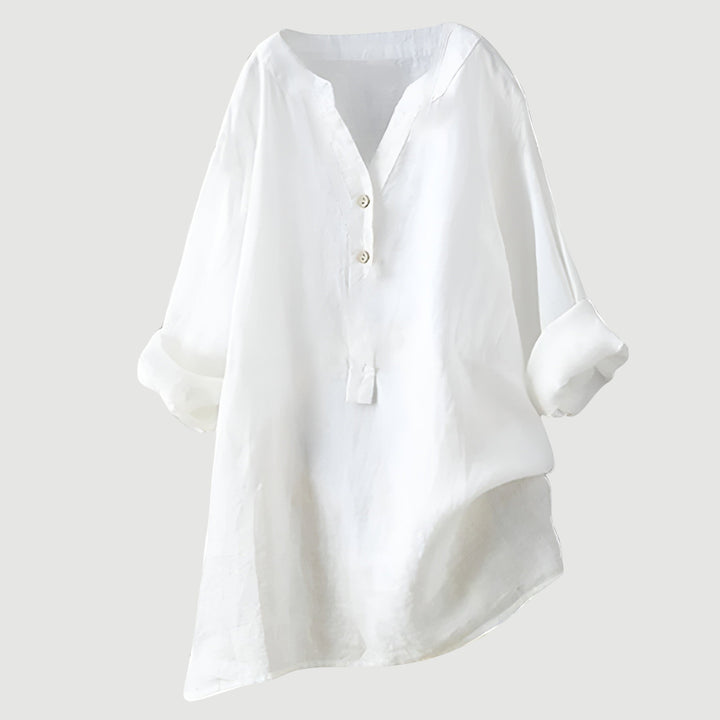 Tunika Bluse - Luftige Longbluse mit V-Ausschnitt