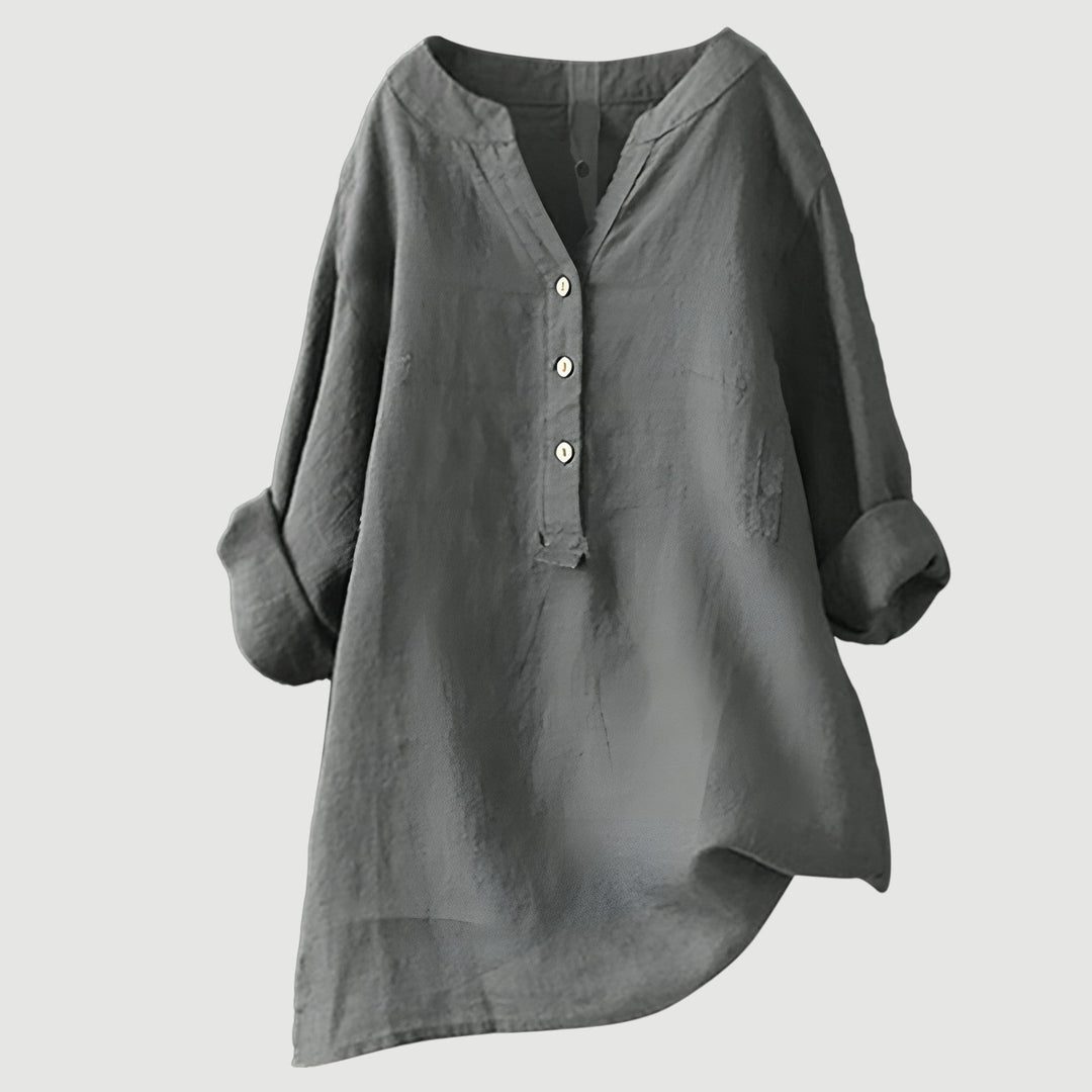 Tunika Bluse - Luftige Longbluse mit V-Ausschnitt