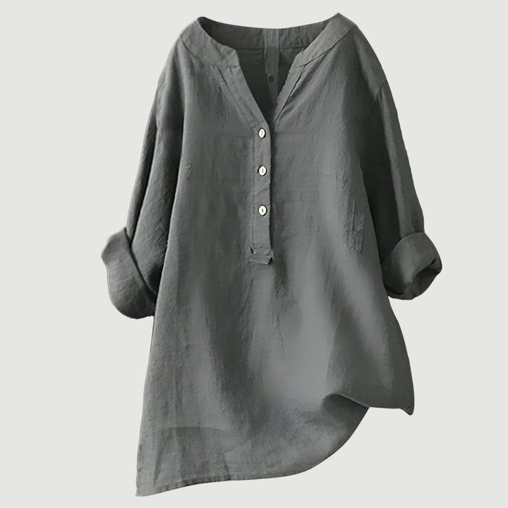 Tunika Bluse - Luftige Longbluse mit V-Ausschnitt
