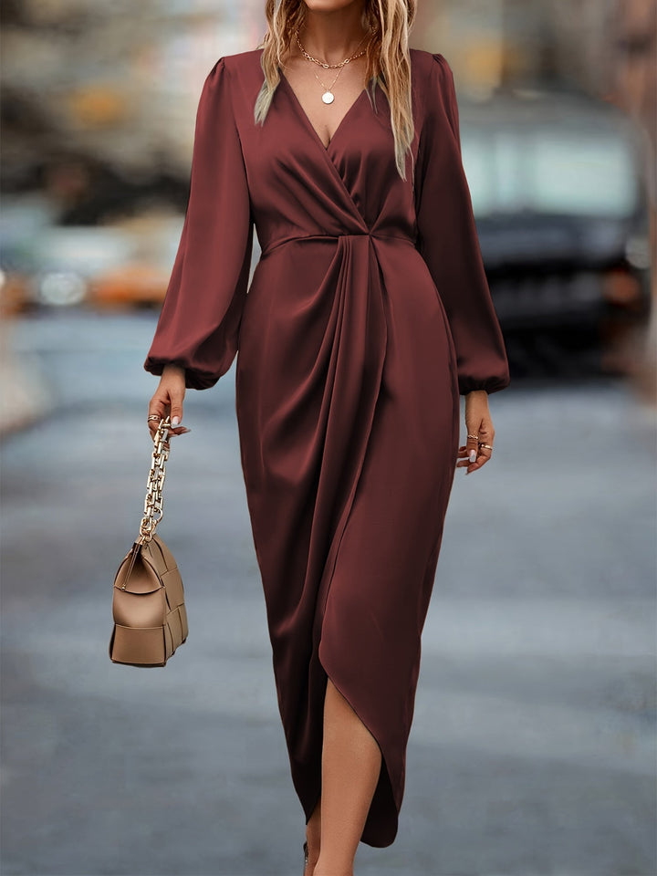 Olivia Maxikleid | Formal Baumwoll-Wickelkleid mit geraffter Taille
