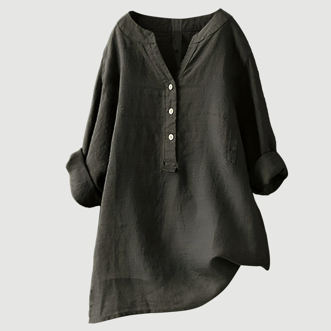 Tunika Bluse - Luftige Longbluse mit V-Ausschnitt