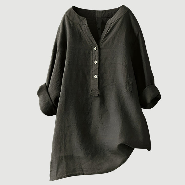 Tunika Bluse - Luftige Longbluse mit V-Ausschnitt
