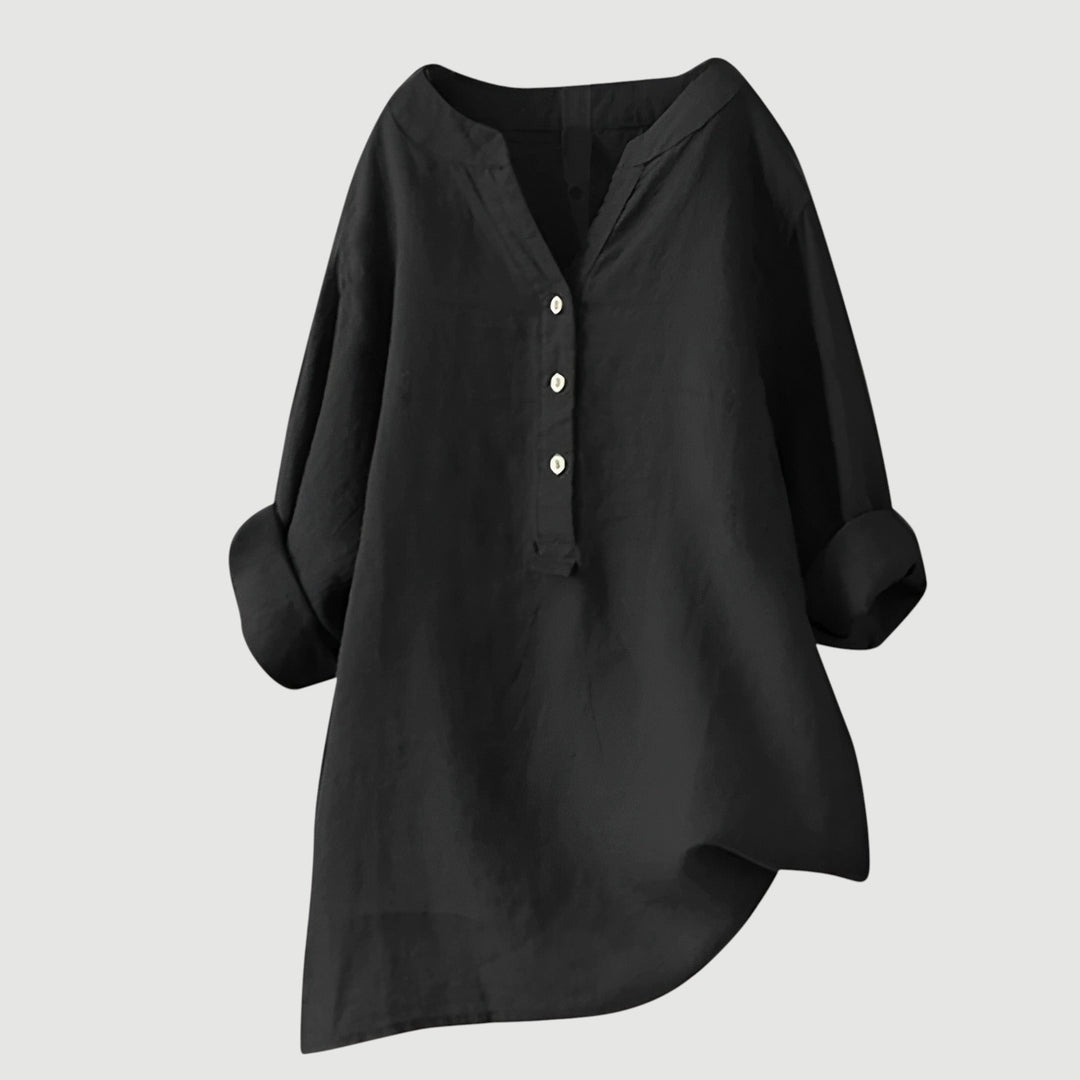 Tunika Bluse - Luftige Longbluse mit V-Ausschnitt
