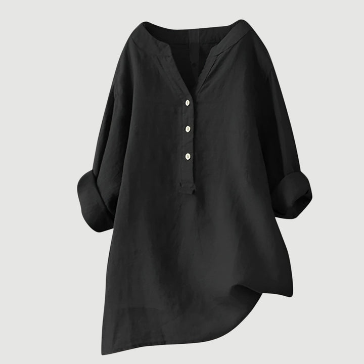 Tunika Bluse - Luftige Longbluse mit V-Ausschnitt