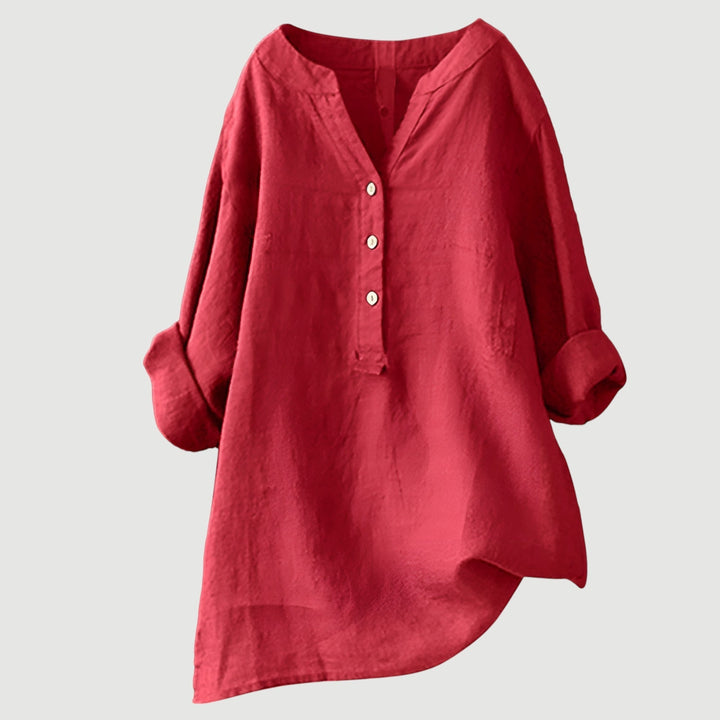 Tunika Bluse - Luftige Longbluse mit V-Ausschnitt