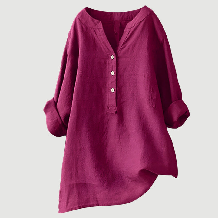Tunika Bluse - Luftige Longbluse mit V-Ausschnitt