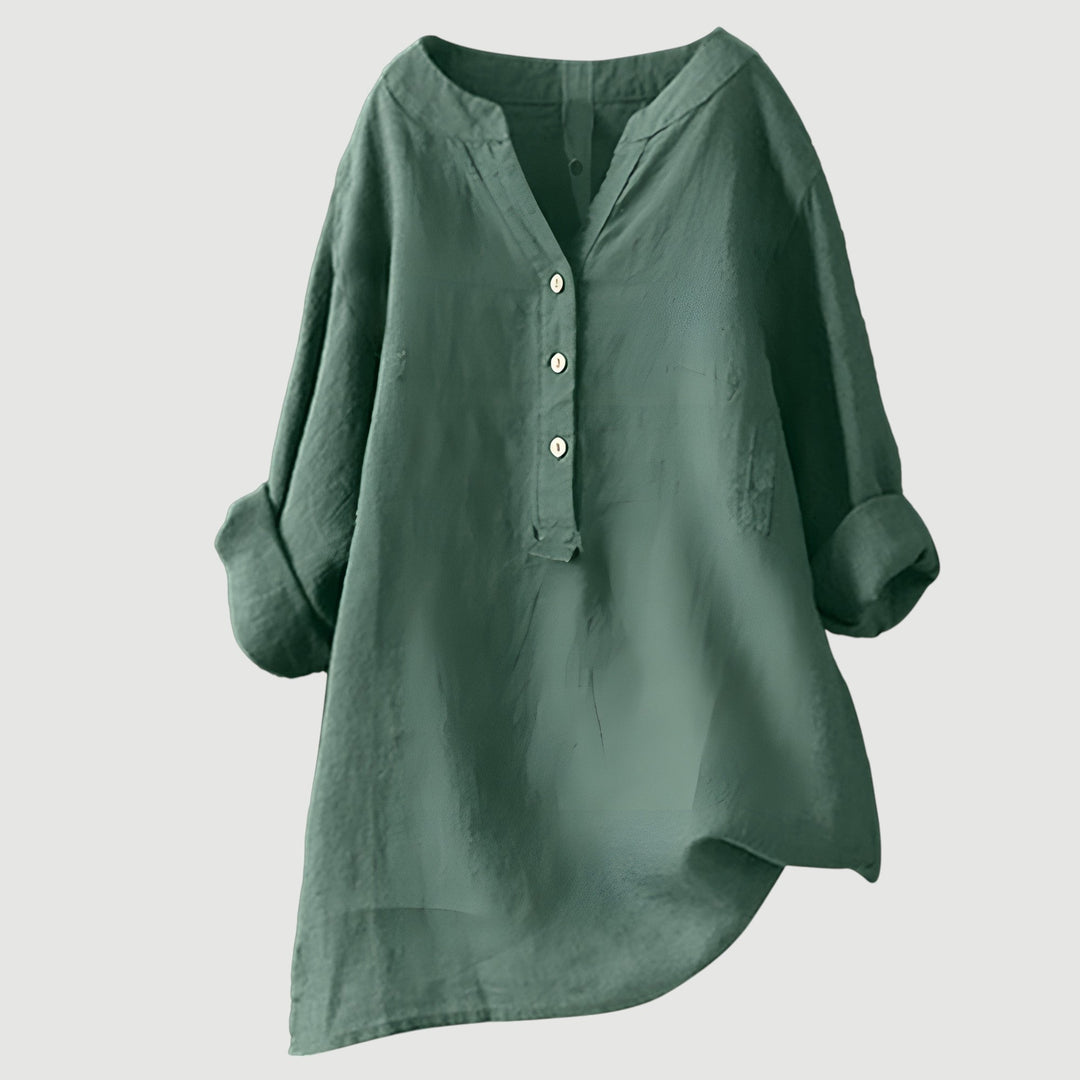 Tunika Bluse - Luftige Longbluse mit V-Ausschnitt