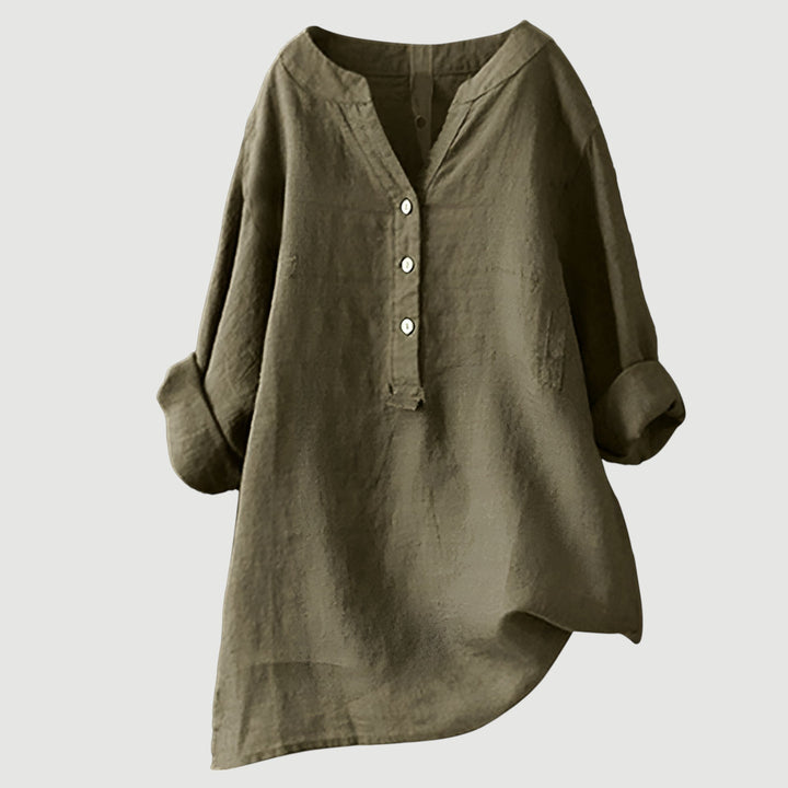 Tunika Bluse - Luftige Longbluse mit V-Ausschnitt