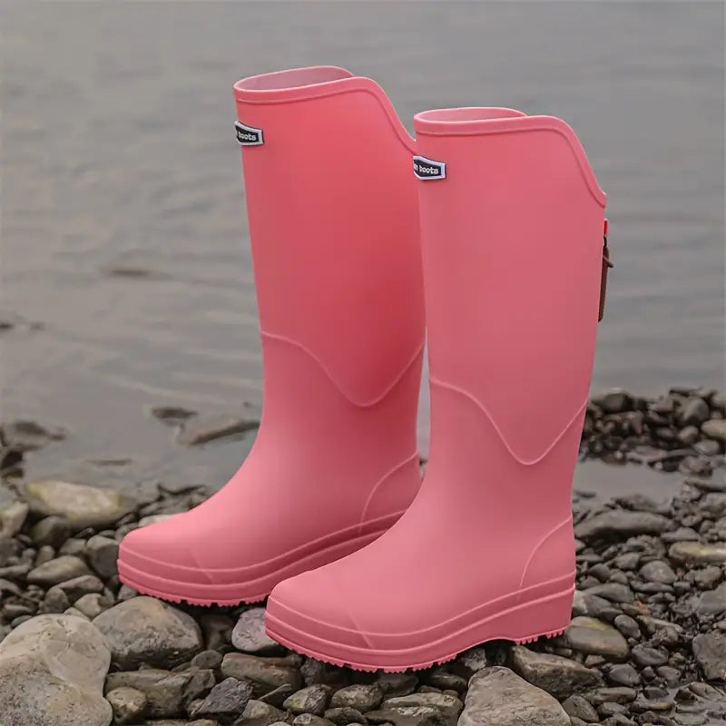 Regenstiefel für den Herbst - Wasserdichte PVC Gummistiefel mit rutschfester Sohle für Damen