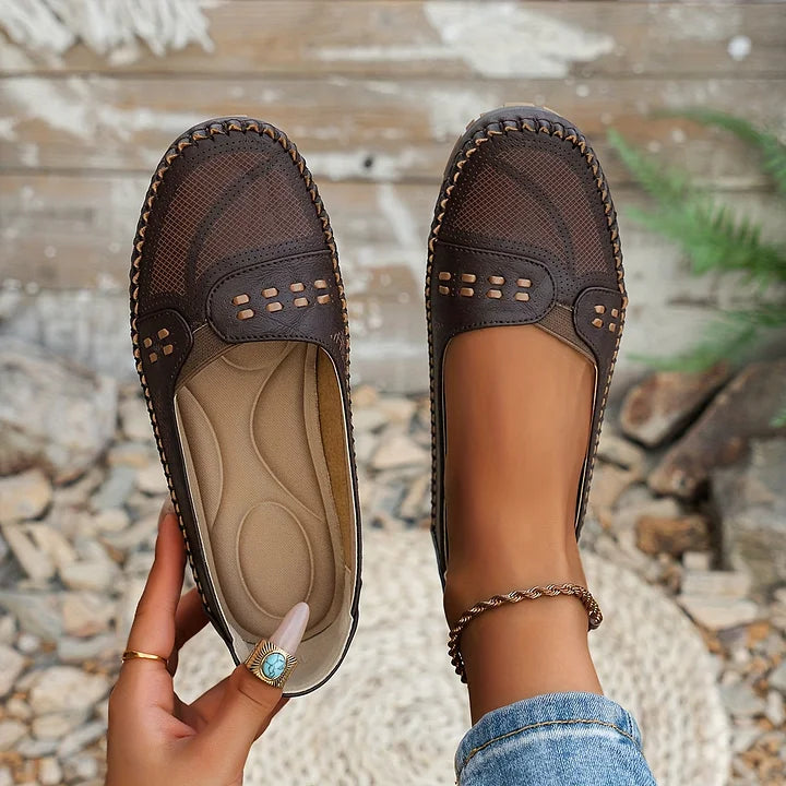 Halbschuhe für Damen - Atmungsaktive Mokassins mit fußbett für Sommer