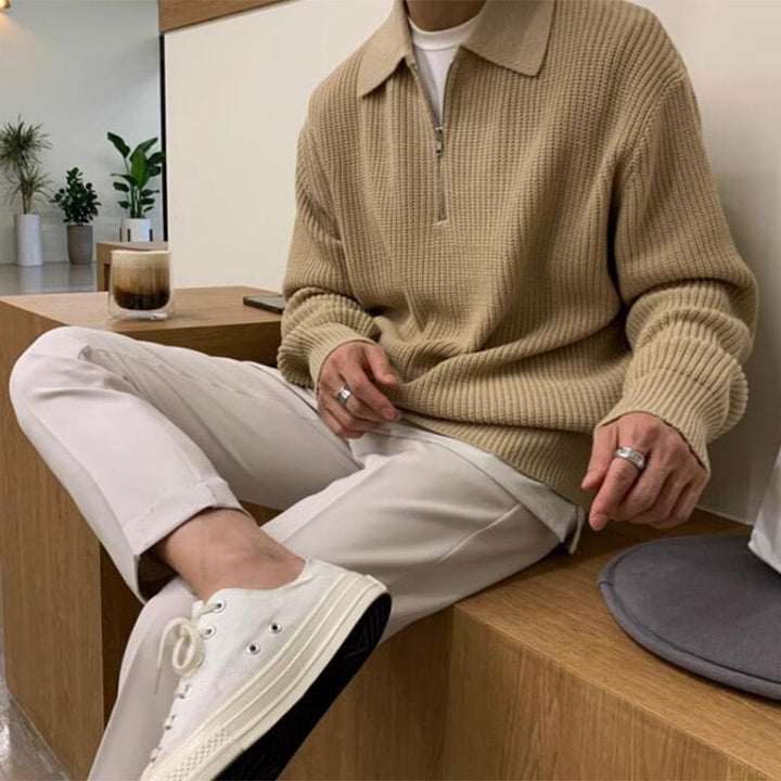 Herren Sweatshirt mit Reißverschluss-Kragen