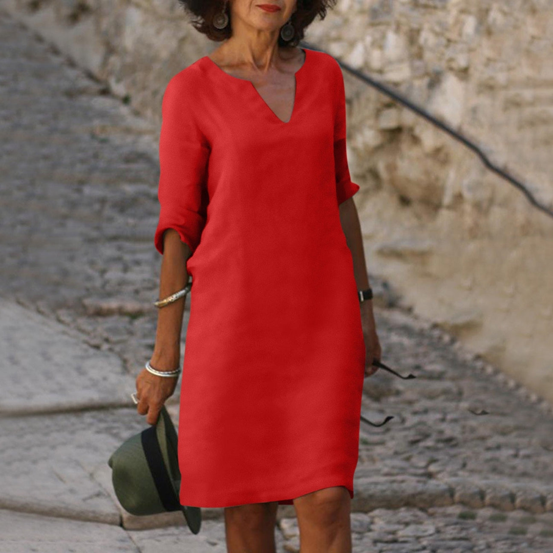 Sommerkleid für Damen - Lockere Maxikleid mit 3/4 Ärmeln