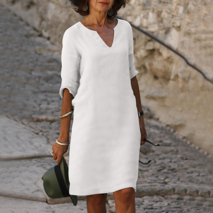 Sommerkleid für Damen - Lockere Maxikleid mit 3/4 Ärmeln